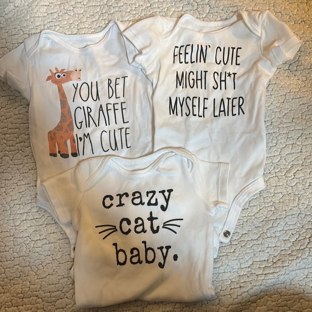 White Baby One Piece Set with Fun Prints